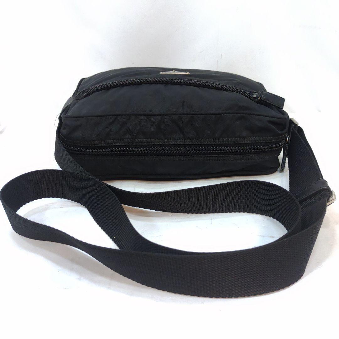 プラダ カメラバッグ ショルダーバッグ レザー×ナイロン 黒 三角ロゴ