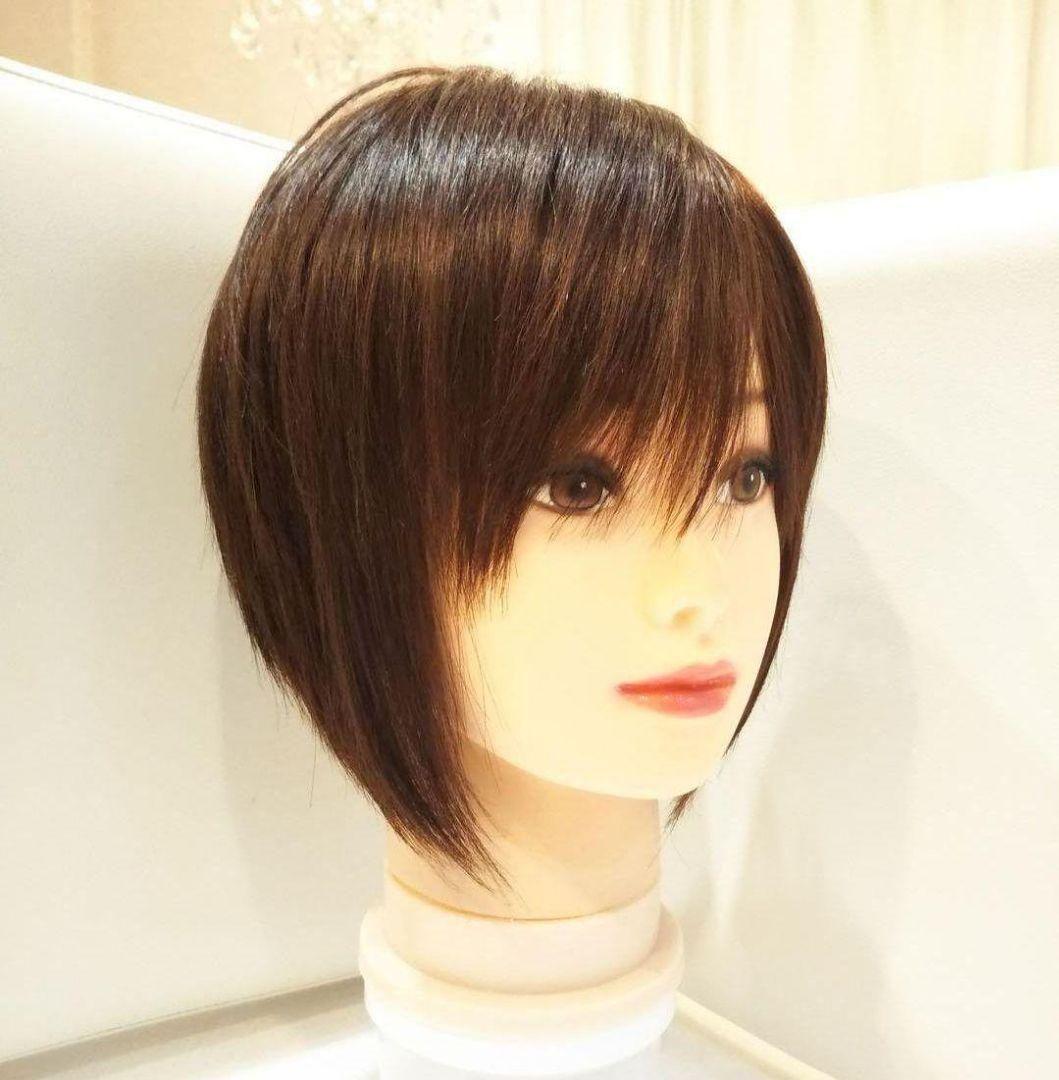 レミー人毛100%ウィッグ横流し前髪❣️宇多田ヒカル✨艶髪！前下がり美人ショート