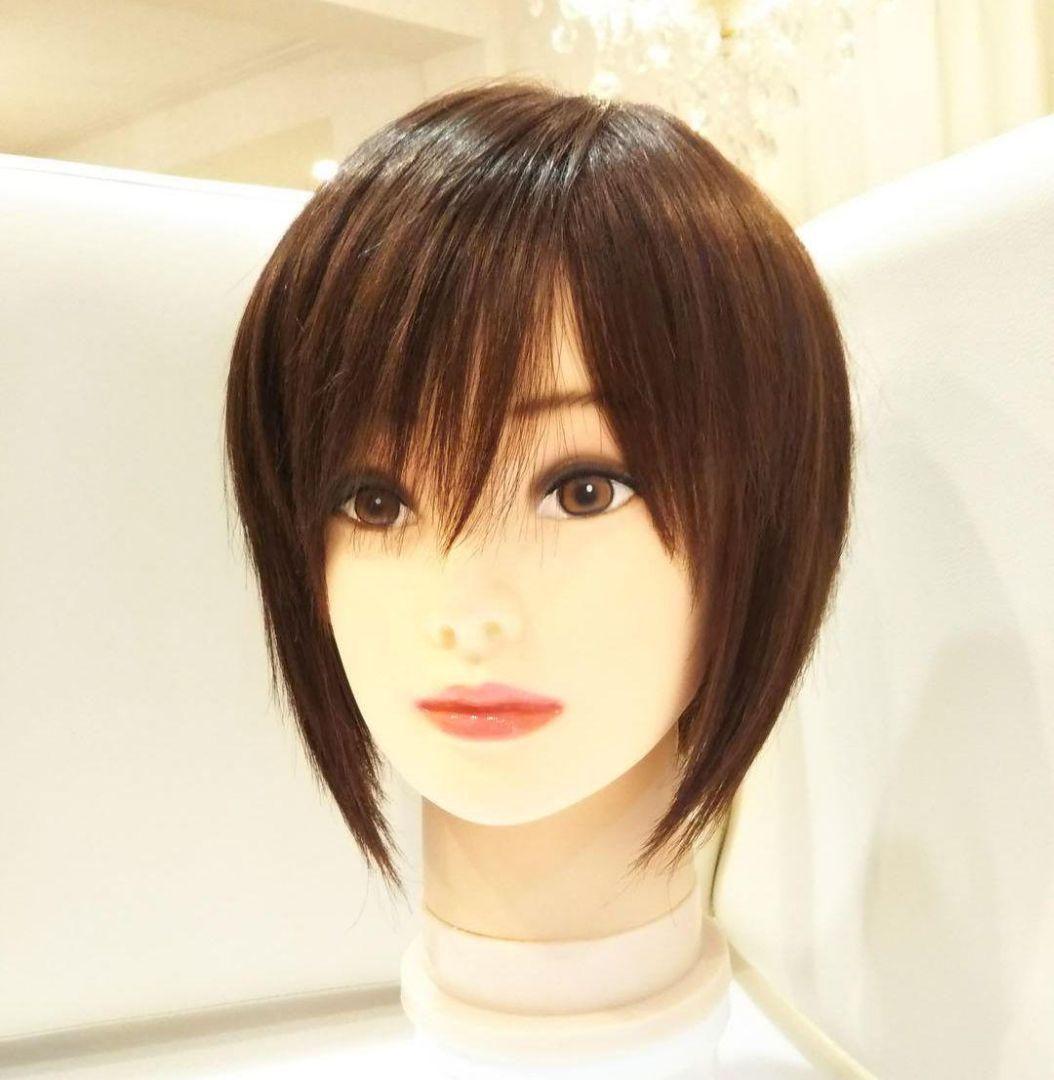 レミー人毛100%ウィッグ横流し前髪❣️宇多田ヒカル✨艶髪！前下がり美人ショート