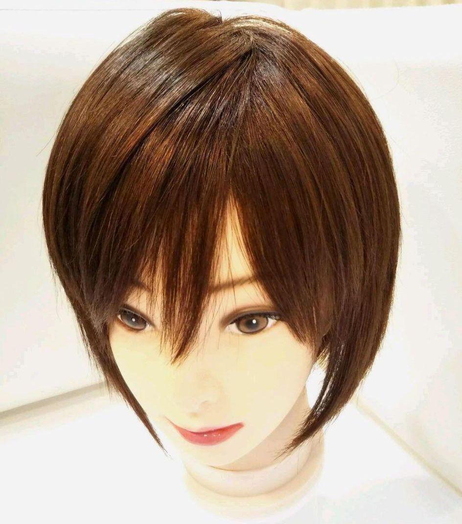 レミー人毛100%ウィッグ横流し前髪❣️宇多田ヒカル✨艶髪！前下がり美人ショート