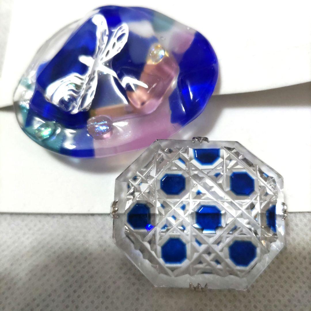 江戸切子　帯留め　伝統工芸