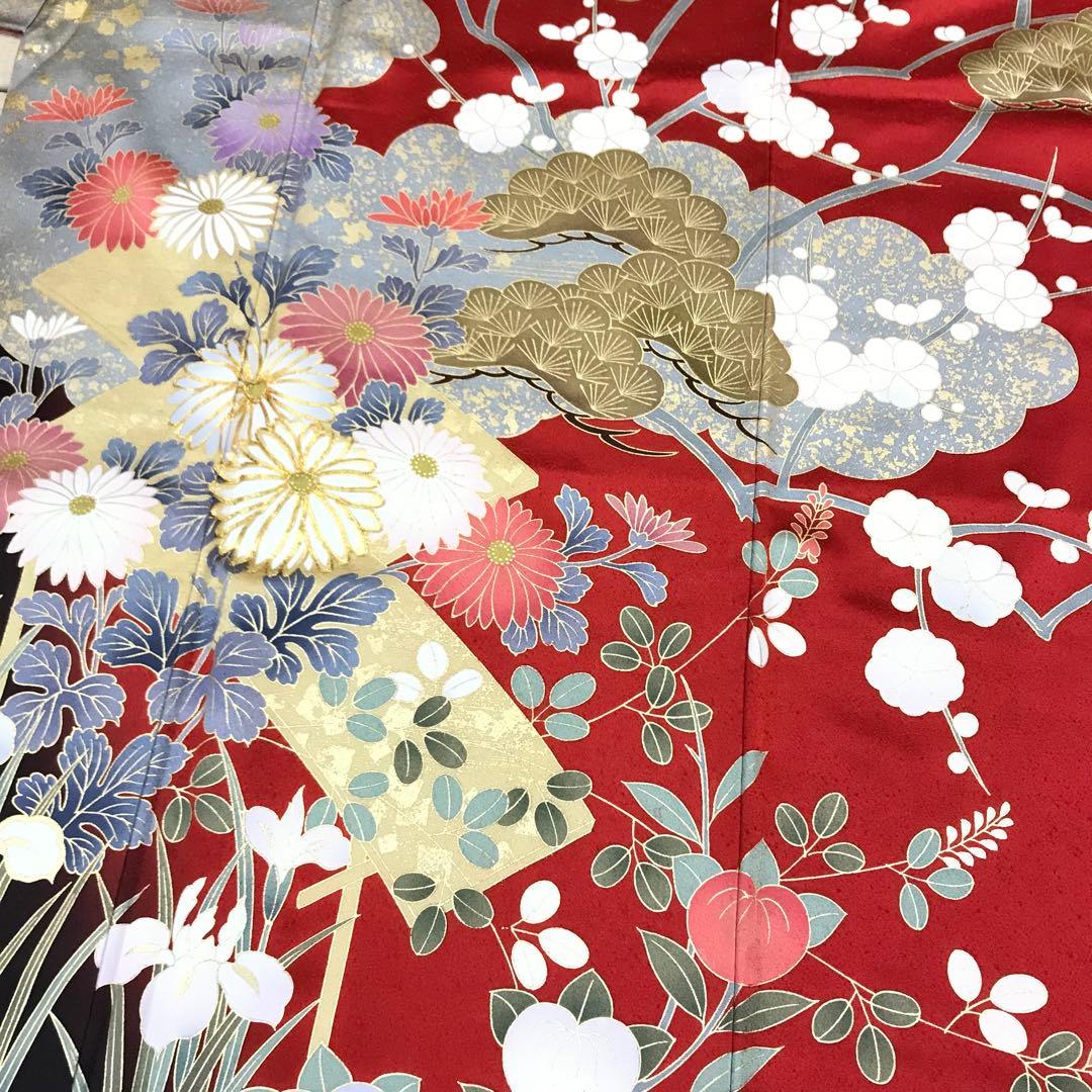 梅乃【135】正絹　振袖　フルセット　赤　大人　成人式　セット