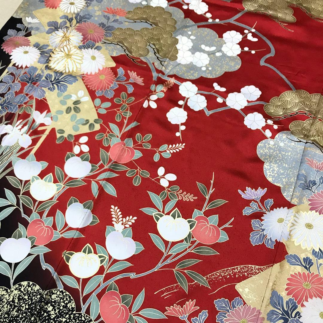 梅乃【135】正絹　振袖　フルセット　赤　大人　成人式　セット