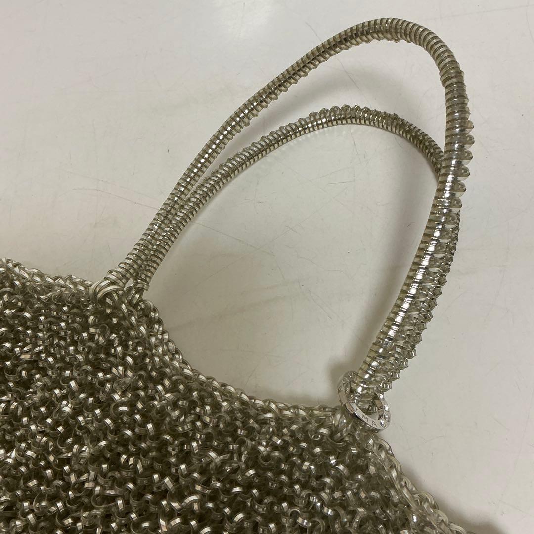 アンテプリマ　ワイヤーバッグ　シルバー メタル編み込みハンドバッグ