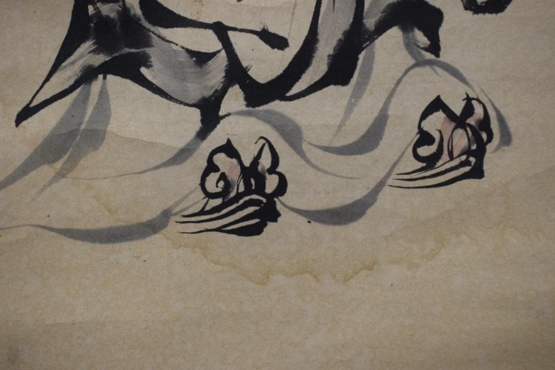 【真作】狩野伊川院栄信/寿老人図/七福神の内/掛軸☆宝船☆Y-612　JM