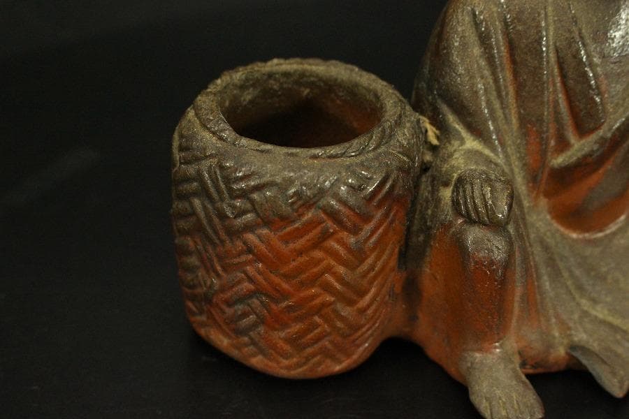 古備前 人物 筆洗 高10.5cm 文房具(A298)