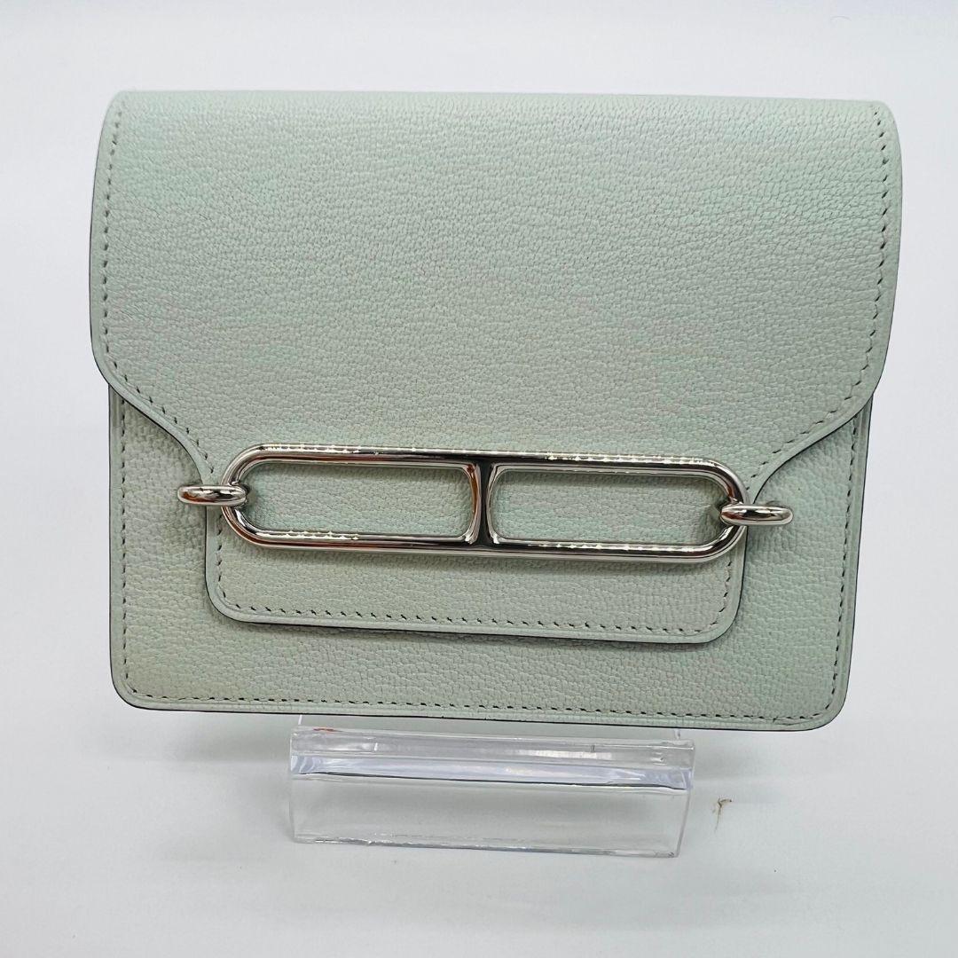 エルメス エルメス ロウリス スリム ウォレット W刻印 グリーン レザー