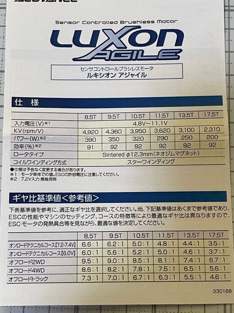 アキュバンス ルキシオン アジャイル10.5T ブラシレスモーター