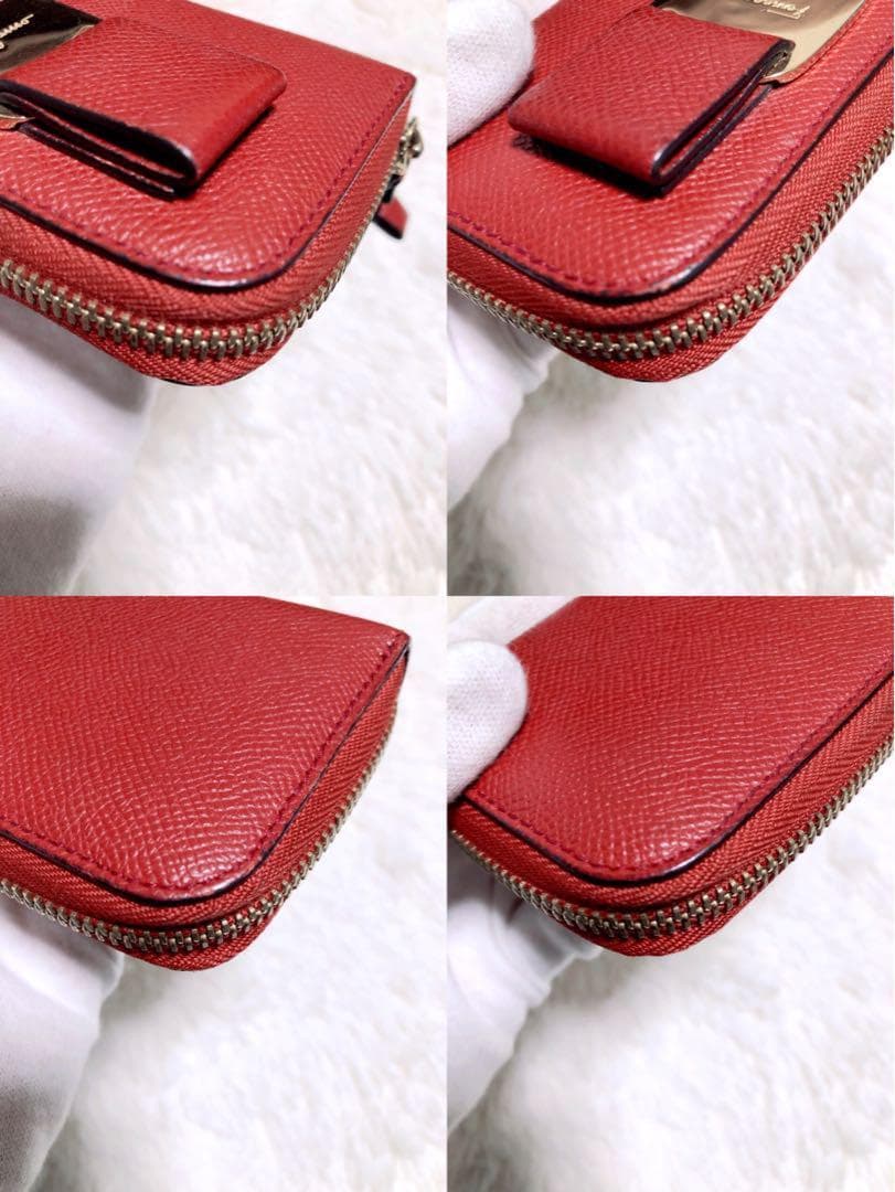 ♡美品♡サルヴァトーレフェラガモ ケース 財布レッド ラウンドファスナー