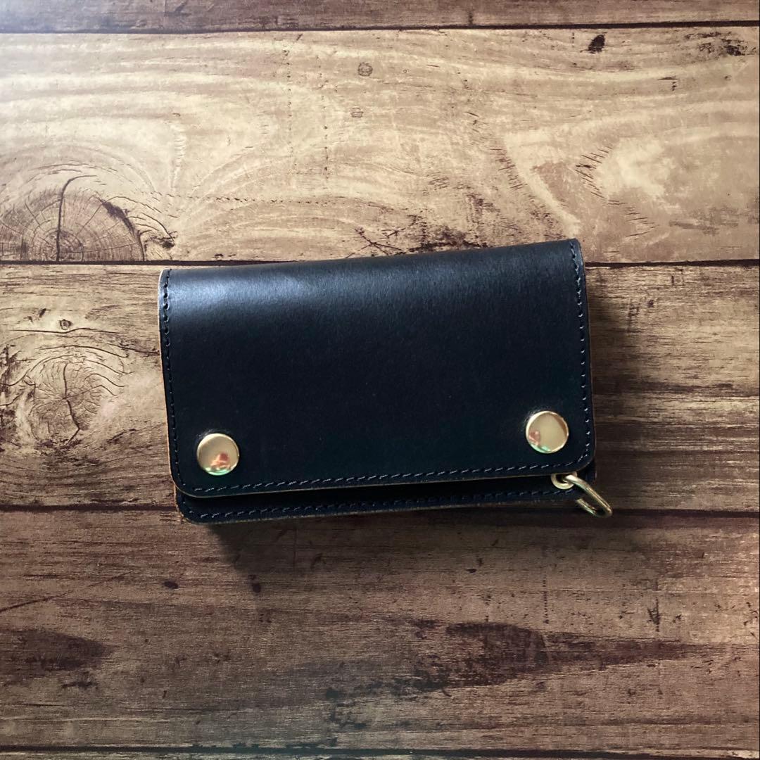 【お札を折らずに収納】姫路レザー トラッカーウォレット150（ミドル）3層