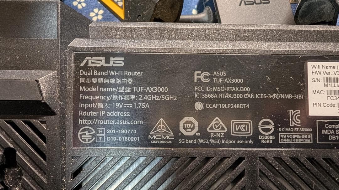 ASUS TUF-AX3000 無線LANルーター Wi-Fi6対応