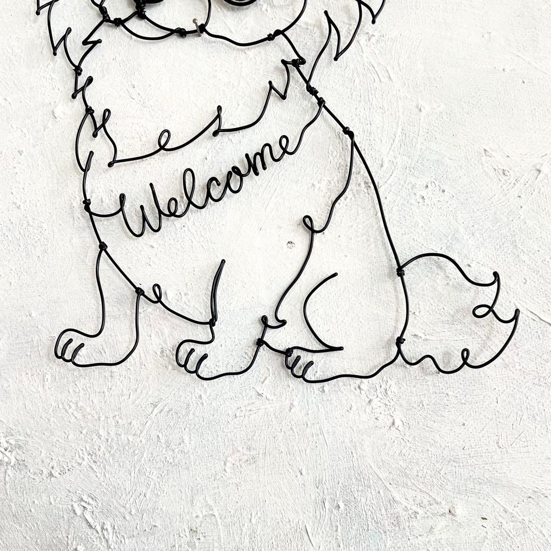 おすわりロングコートチワワ　ワイヤーアート