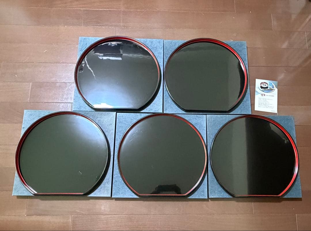 越前塗 半月 会席膳 五客組 裏黒