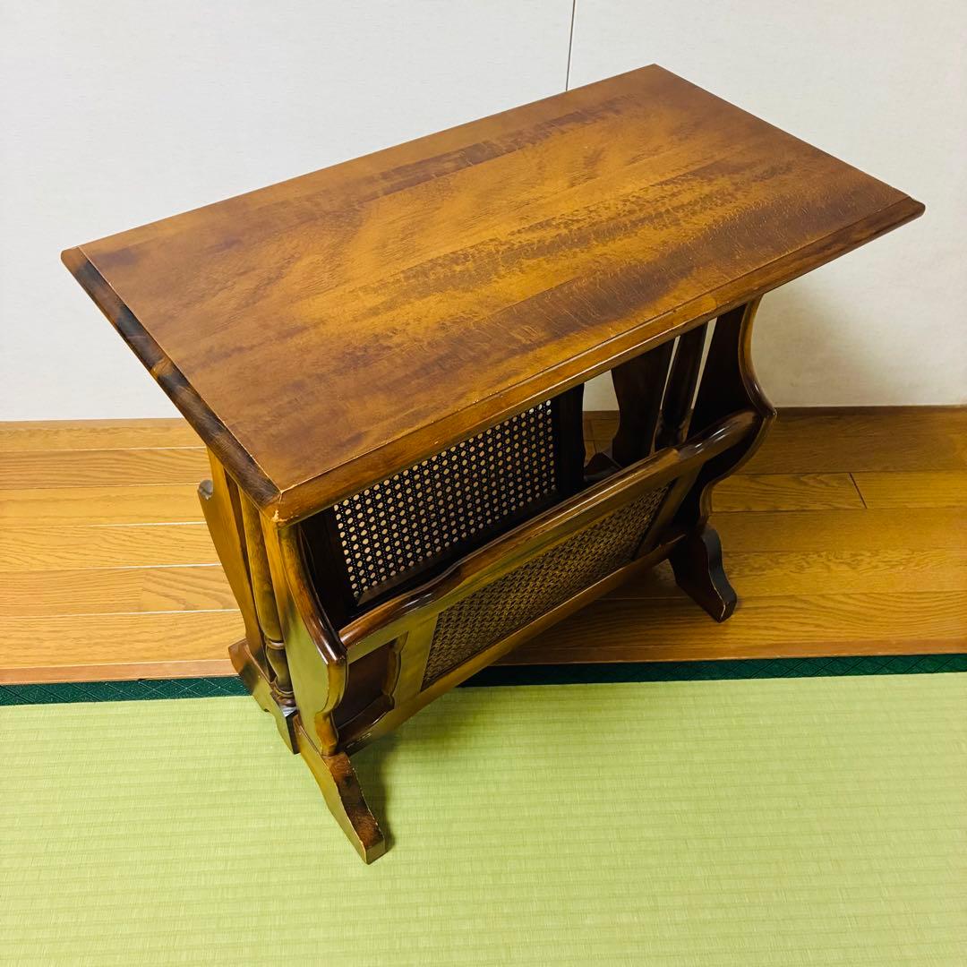 オールドカリモク　サイドテーブル　マガジンラックつき　コロニアル