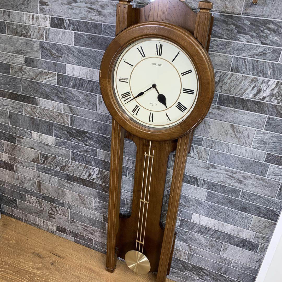 ビンテージ時計　柱時計　SEIKO　木製　大型振り子時計　時報付　PJ501B
