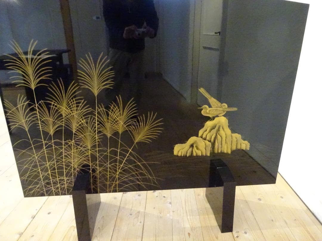 伝統工芸　輪島塗　川端光峰 作　沈金 蒔絵　衝立　高級品　美品