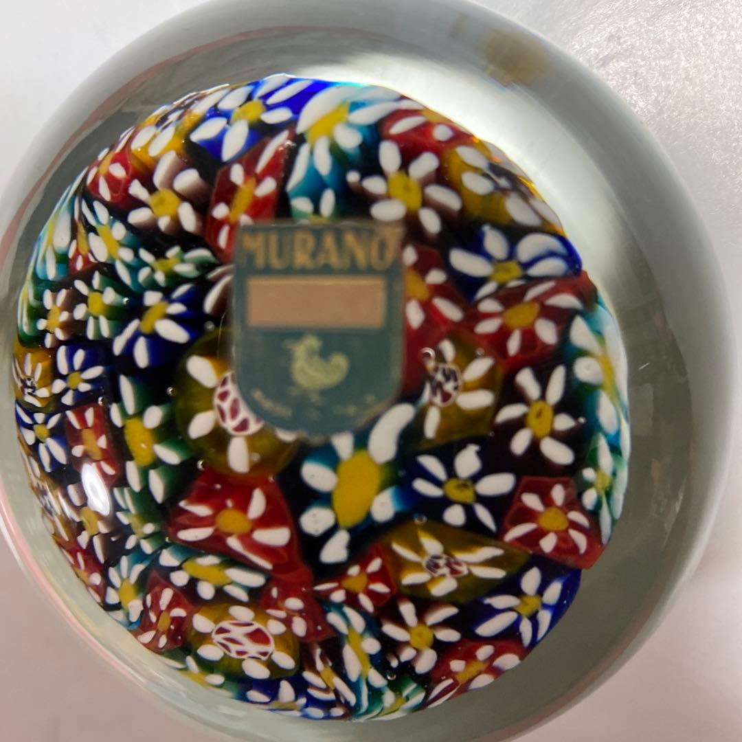 イタリア製ムラーノガラス　ミルフィオリ　ペーパーウエイト文鎮　レトロ　ビンテージ