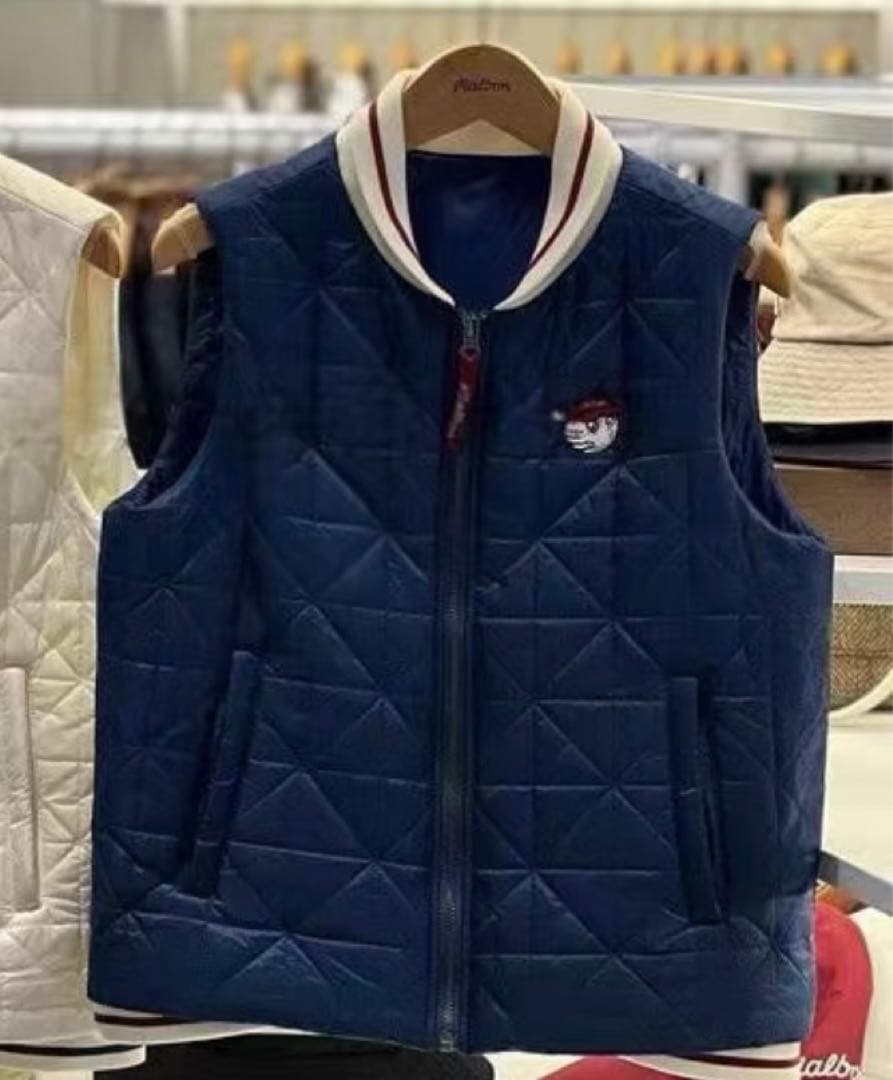 M マルボンゴルフ MALBON GOLF ウエア ダウンベスト　紺