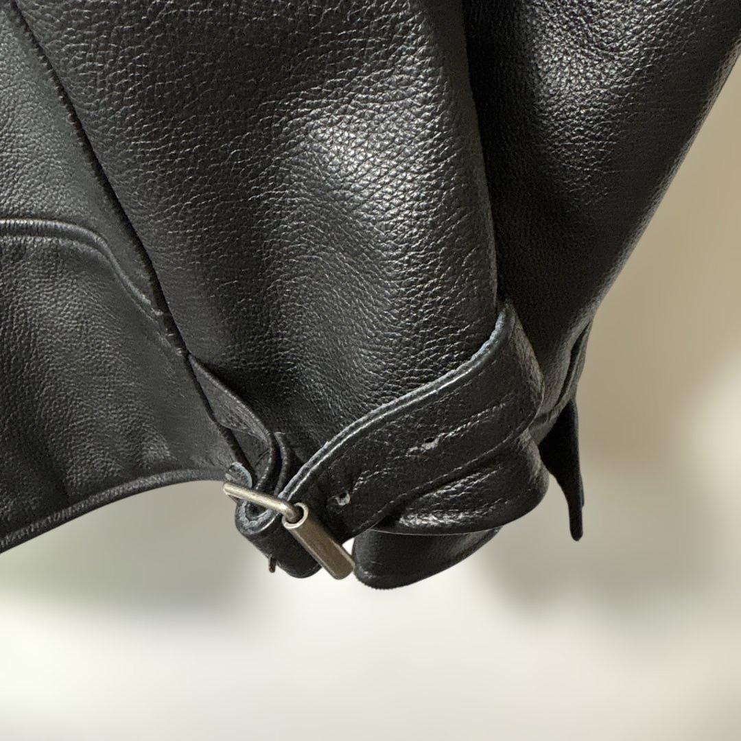 FORTIME ブラックレザー シングルライダースジャケット XL 牛革　本革