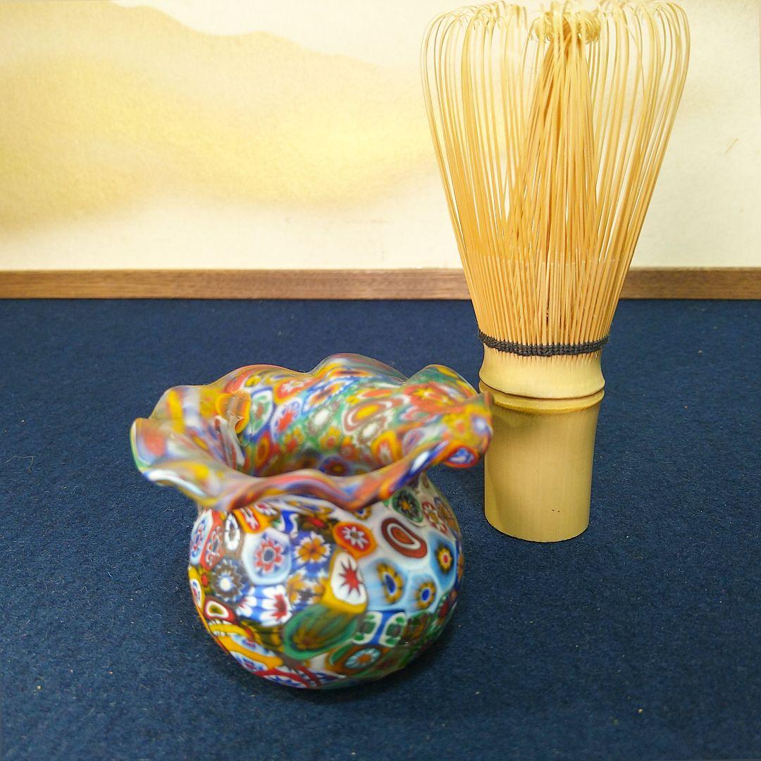 AH94 ムラノガラス製 蓋置 小物入 ジュエリー 飾り物 フリル型 壺型未使用