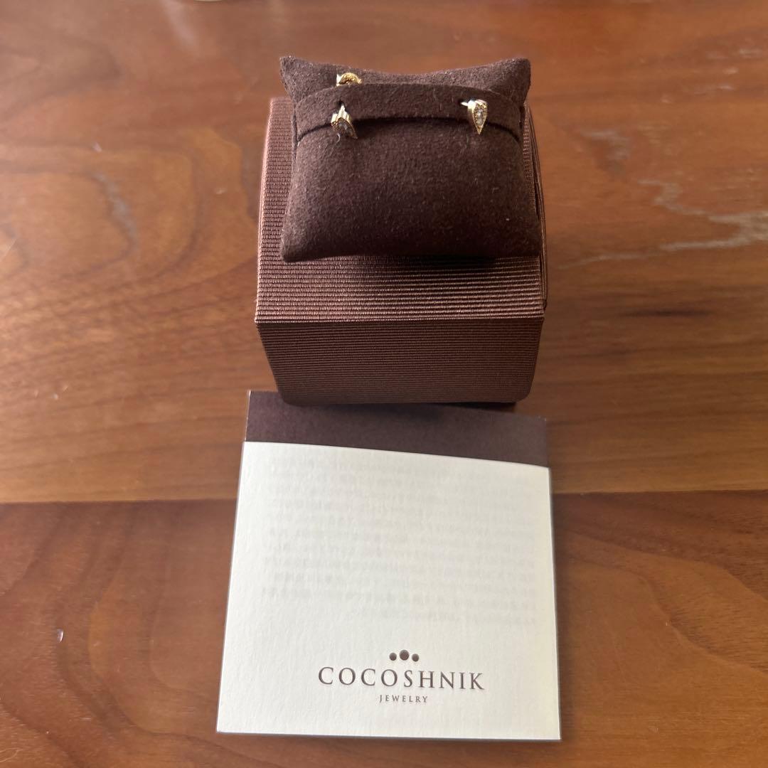 COCOSHNIK K10 ハート型ダイヤピアス