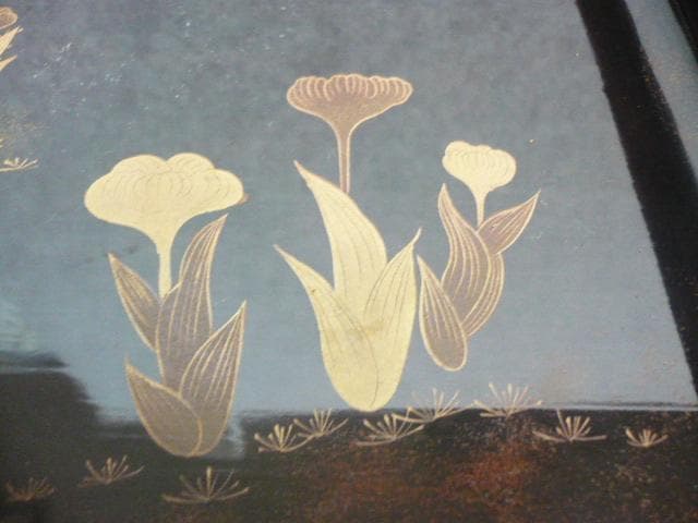 蒔絵 小蓋 2枚 一対 [B23647] 黒塗 花柄 漆器 漆芸 茶道具 菓子器