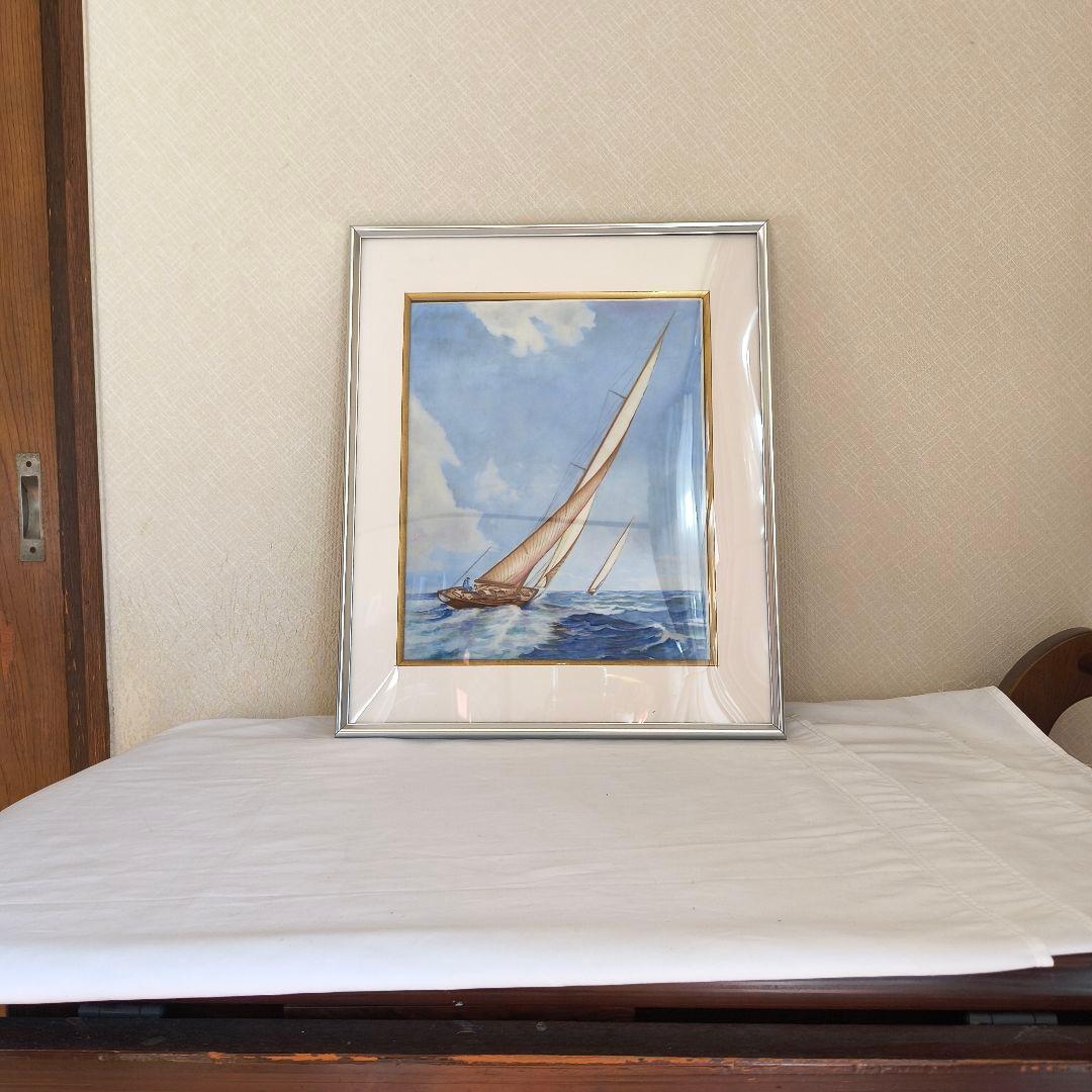 フリッツノイマン 風に 陶板画 ローゼンタール 額装