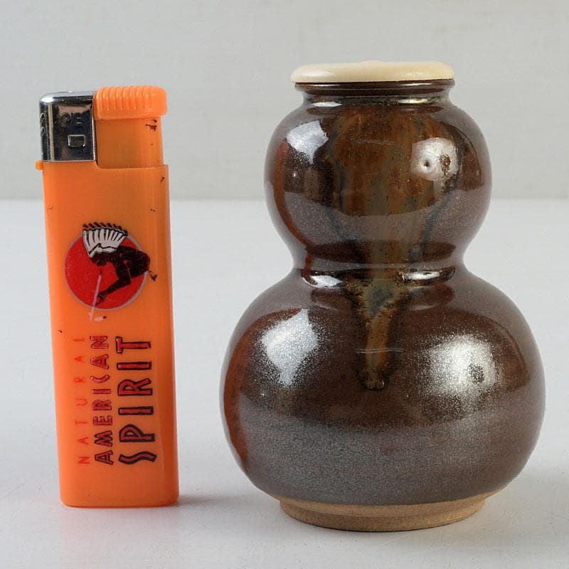 茶道具　平安　万代喜山作　瓢形茶入　仕覆付　共箱　V　9361