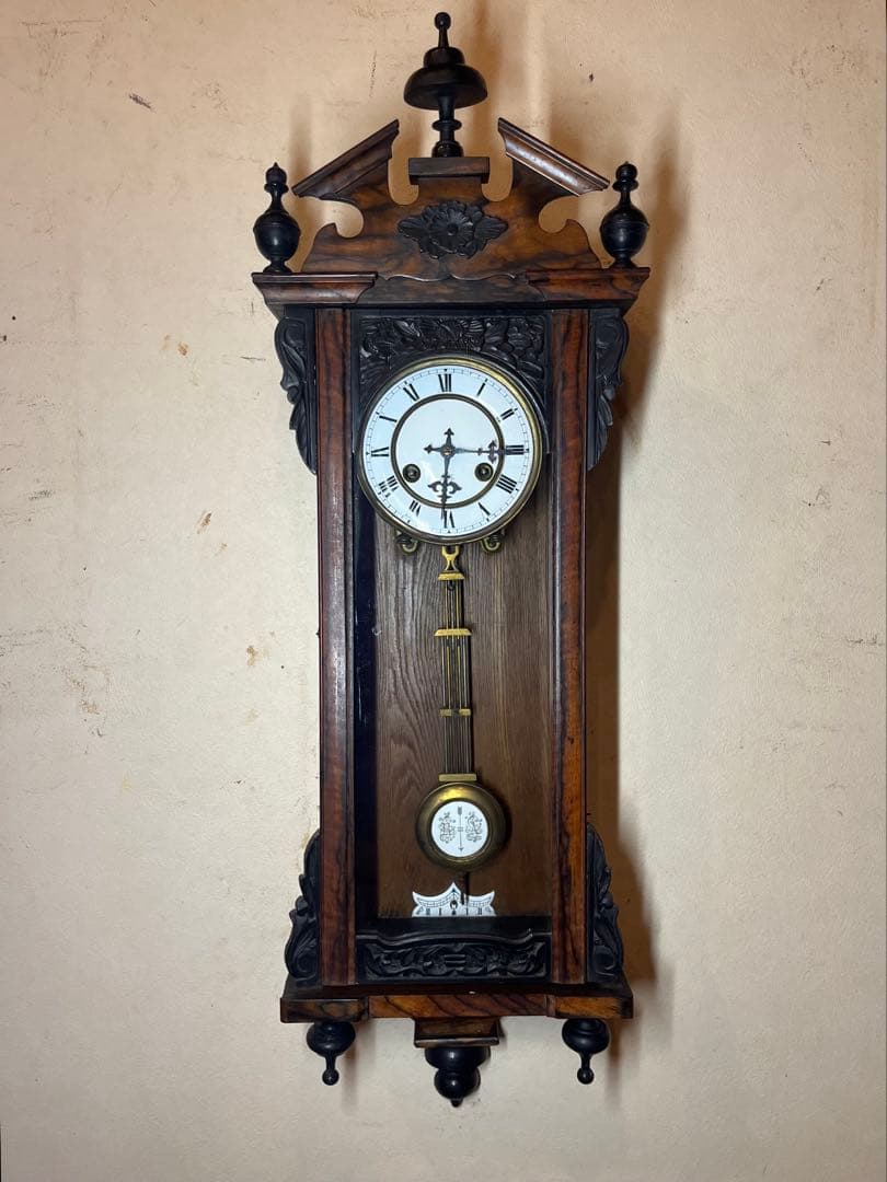 ユンハンス　黒柿　柱時計　古時計　振り子　ボンボン　ゼンマイ　アンティーク