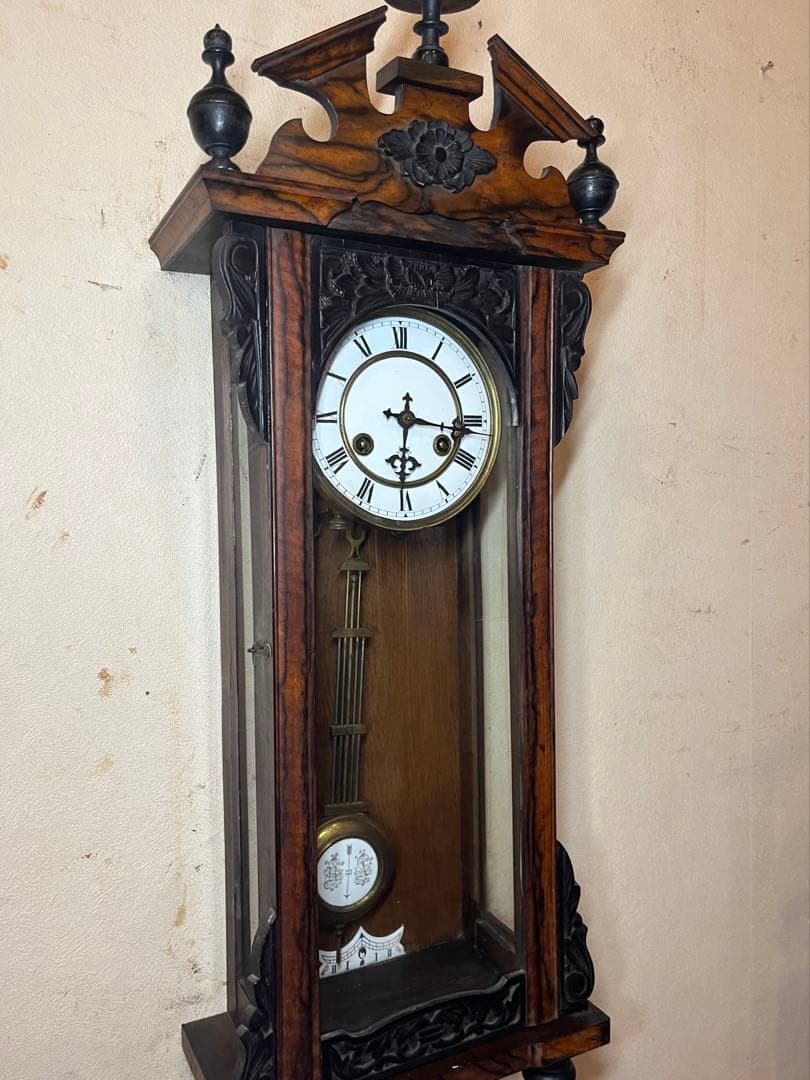 ユンハンス　黒柿　柱時計　古時計　振り子　ボンボン　ゼンマイ　アンティーク