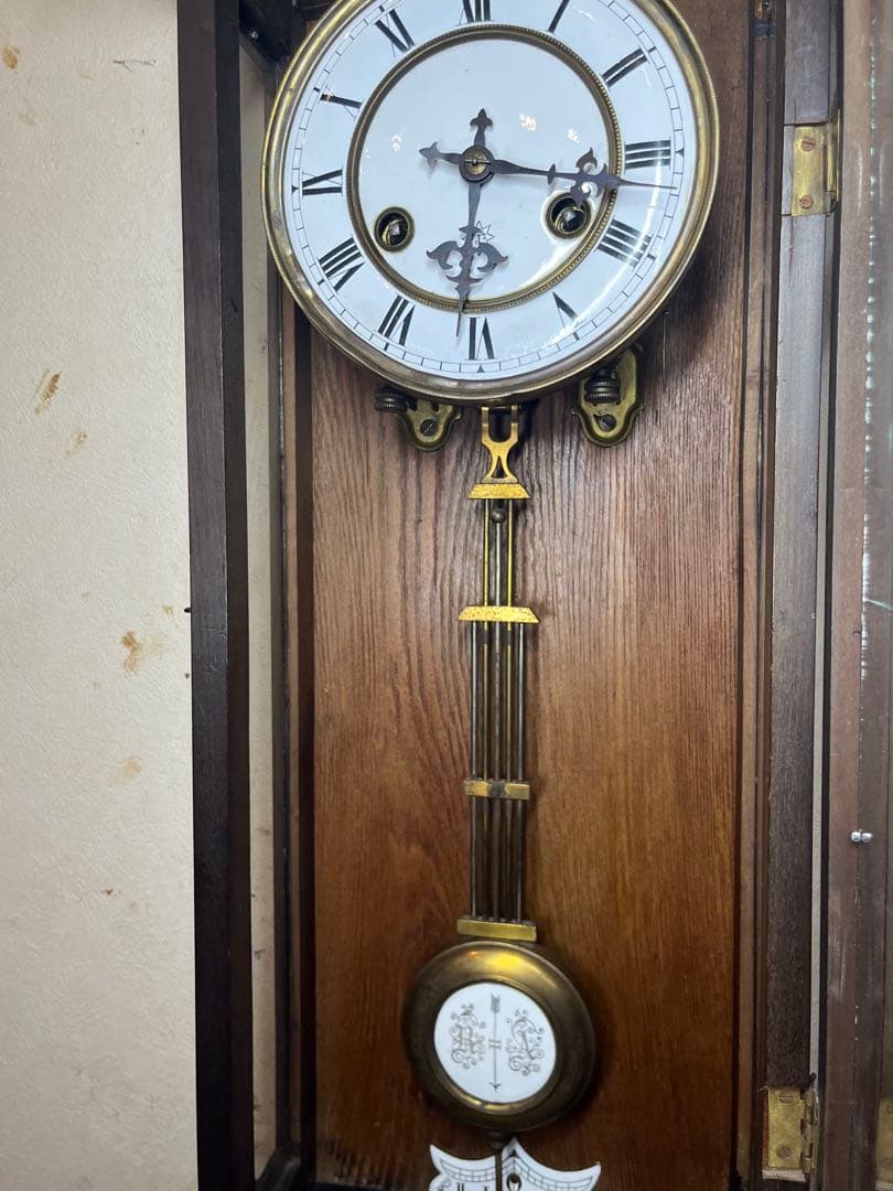 ユンハンス　黒柿　柱時計　古時計　振り子　ボンボン　ゼンマイ　アンティーク