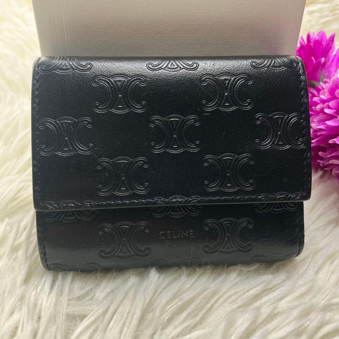 極美品✨️正規品✨セリーヌ スモールトリフォールドウォレット トリオンフ ロゴ