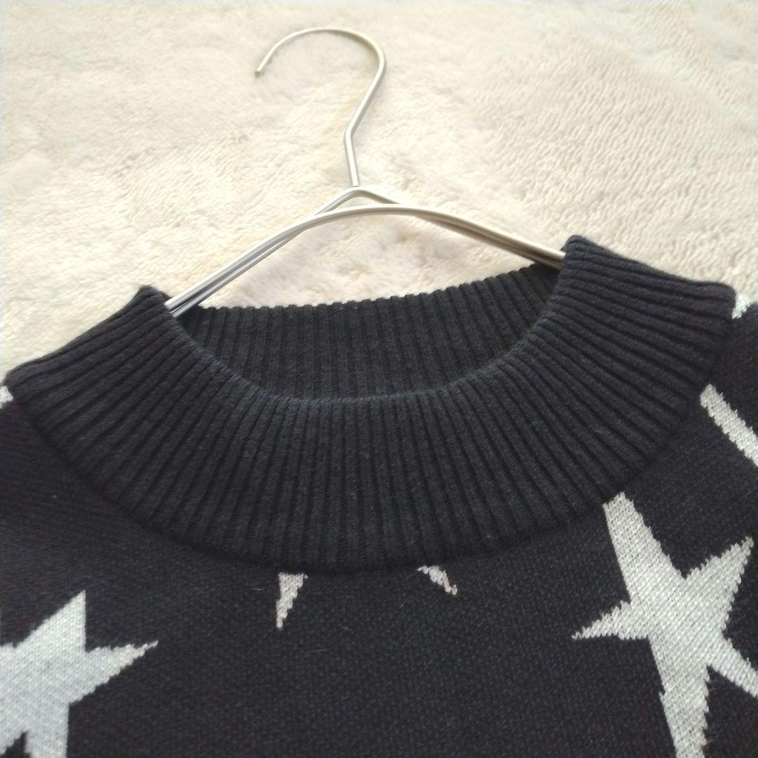 パーリーゲイツ　ウール 刺繍 星柄ジャガード モックネック ニット プルオーバー