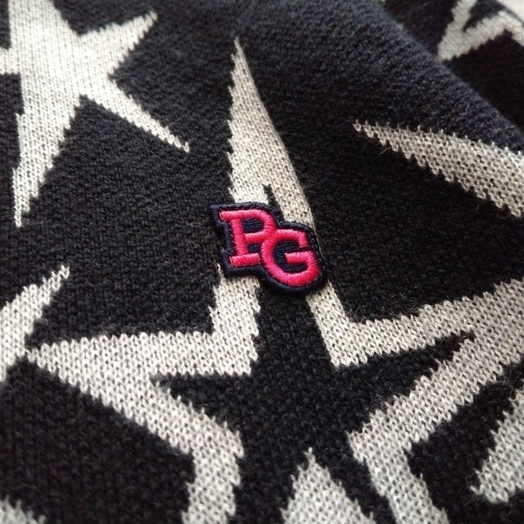 パーリーゲイツ　ウール 刺繍 星柄ジャガード モックネック ニット プルオーバー