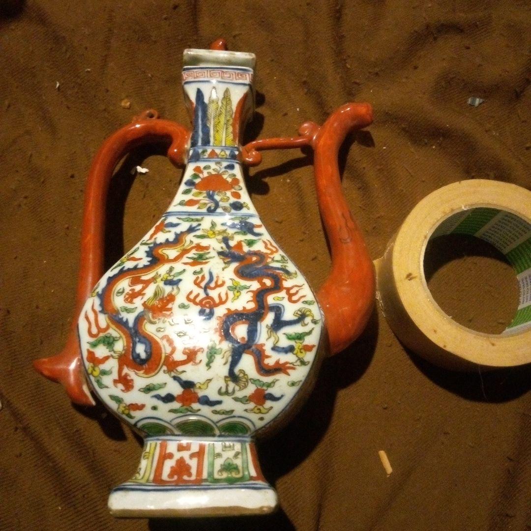 中国陶磁器　明萬歴赤絵　水差し A