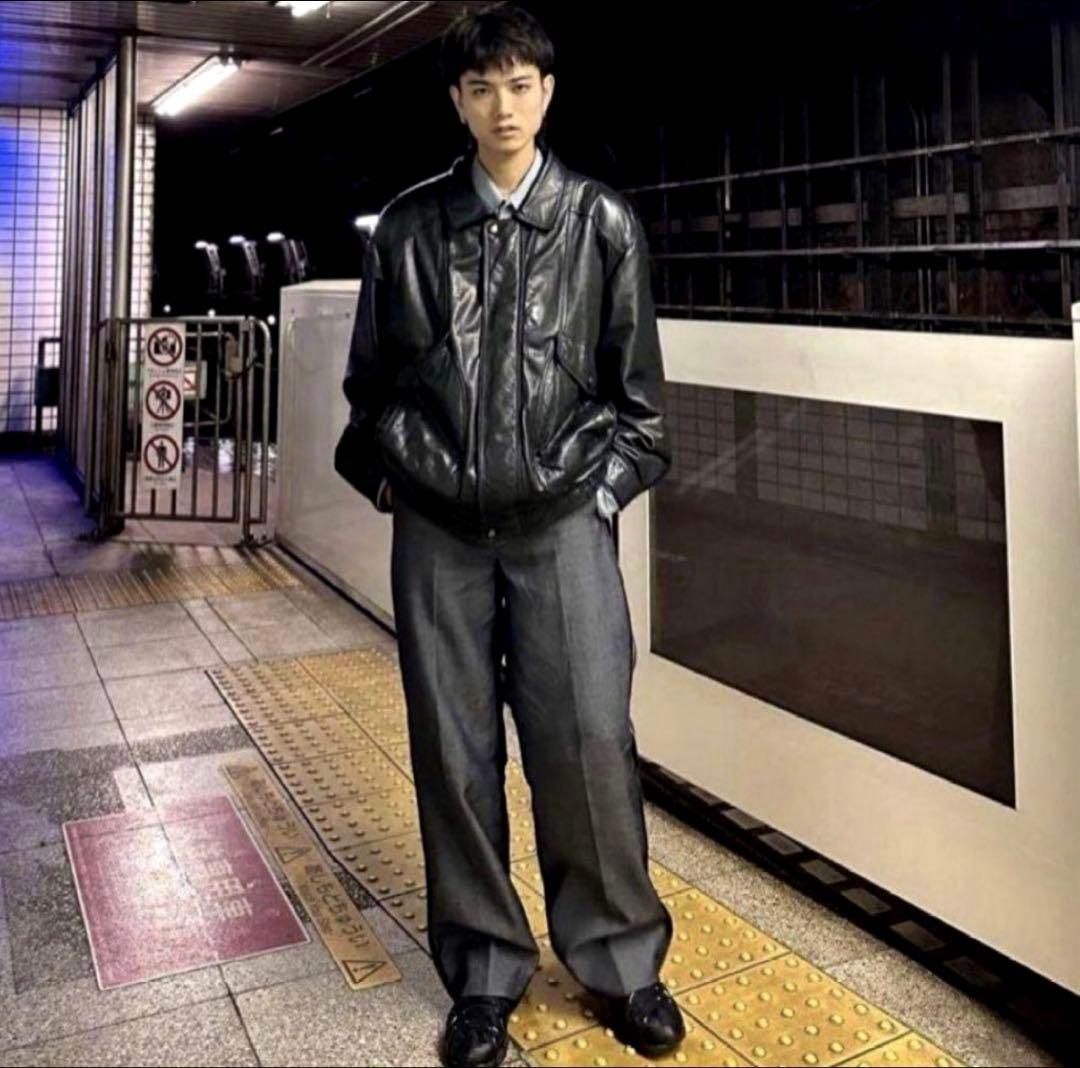 00s ブラック A-2 短丈レザージャケット y2k M〜Lサイズ相当