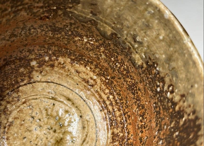 【筒茶碗】四代高橋楽斎作　茶碗　共箱　共布　栞　ねのこ餅　豪快な自然釉