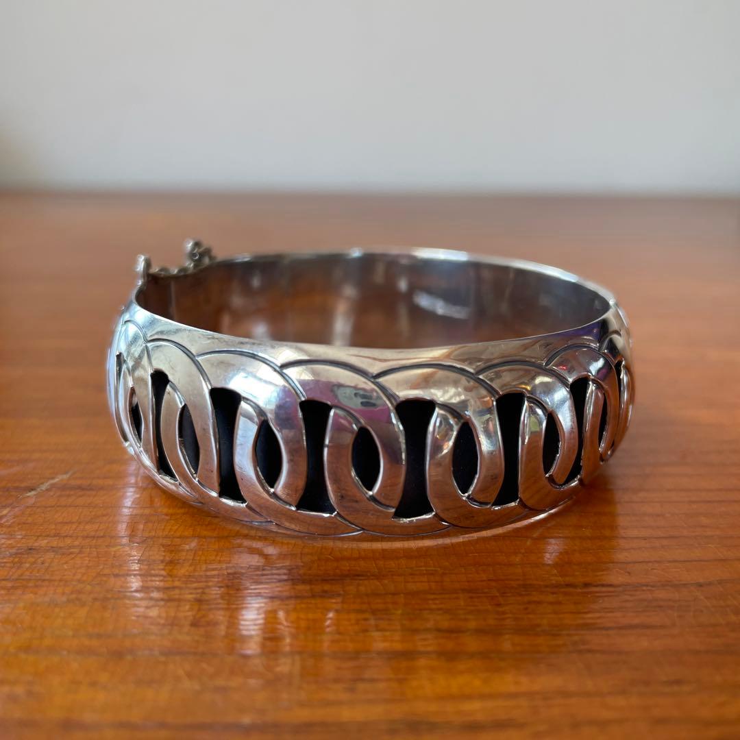 ヴィンテージ JSF Taxco メキシコ スターリング シルバー バングル