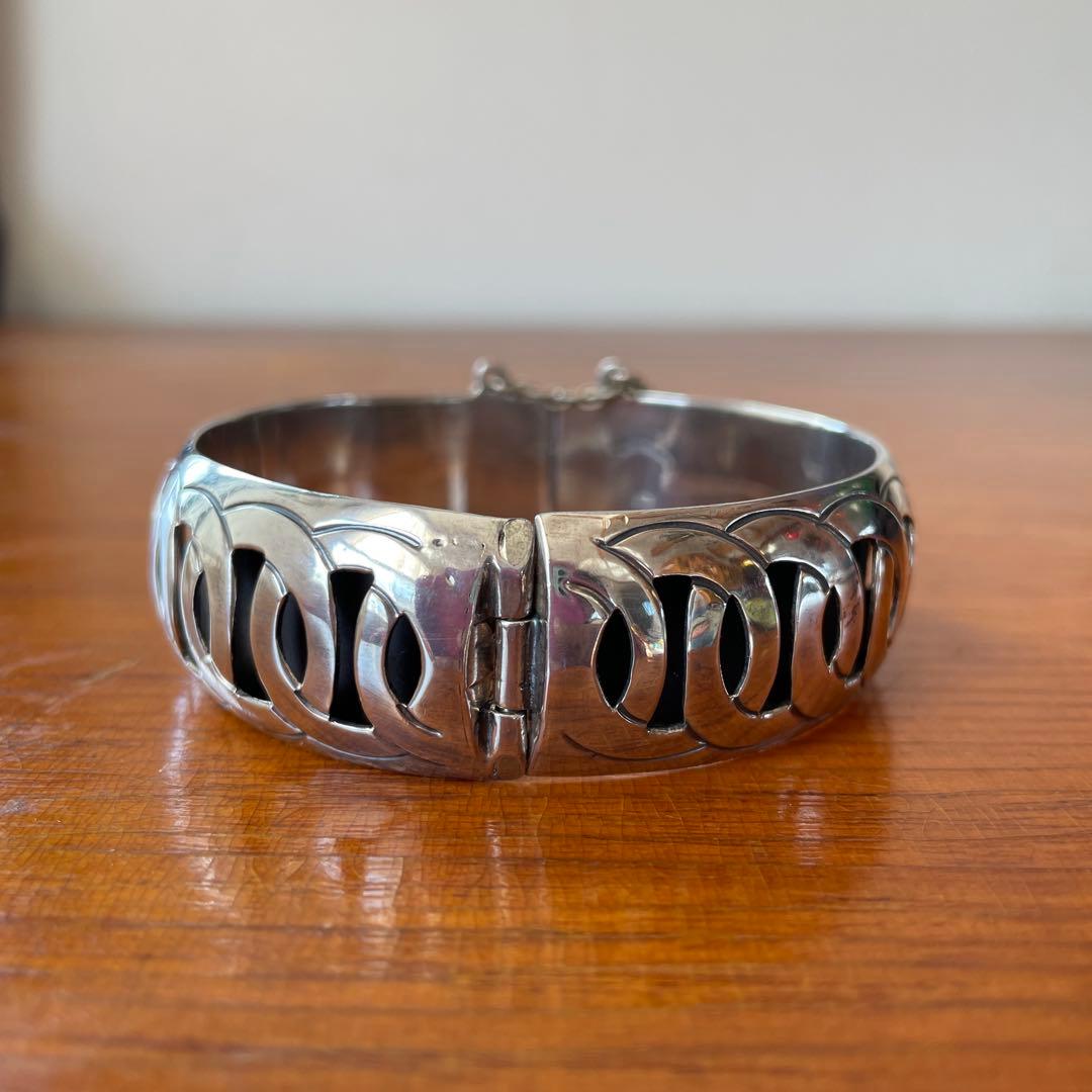 ヴィンテージ JSF Taxco メキシコ スターリング シルバー バングル