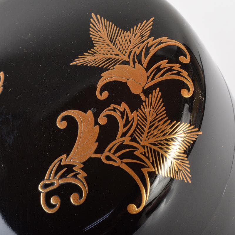 いずも渡辺松悦作　松唐草蒔絵　大棗　堀内宗完(兼中斎)極め箱　DR7197