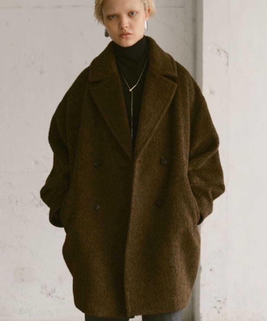 Happy JohnウールブレンドシャギーコクーンPコート