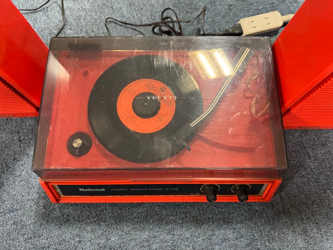 昭和レトロ　ナショナル　レコードプレーヤー　SF–448 レッド　ステレオ