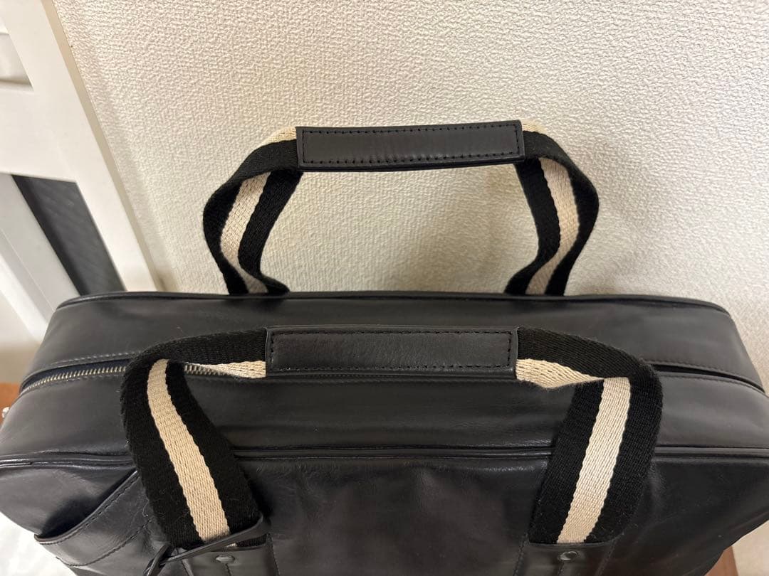BALLY バリー ブリーフケース ビジネスバッグ ストライプ 本革 黒