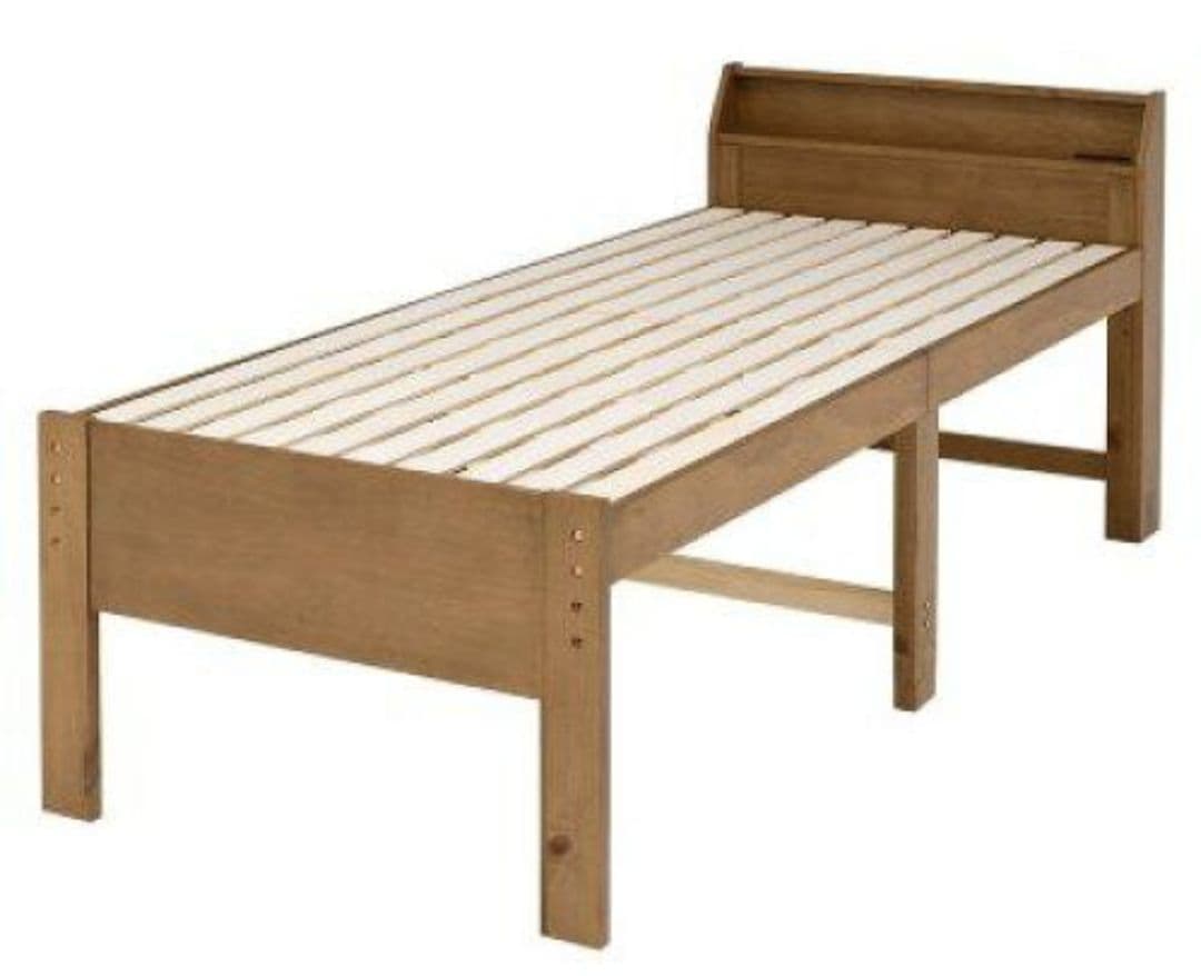 木製シングルミドルベッドフレーム　LBR色