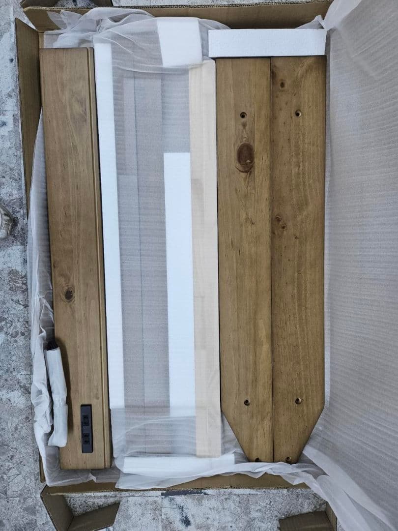 木製シングルミドルベッドフレーム　LBR色