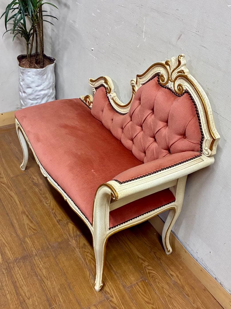 ラブラブ☆管385☆イタリア製☆ロココ調☆姫系☆カウチソファー☆ベンチ