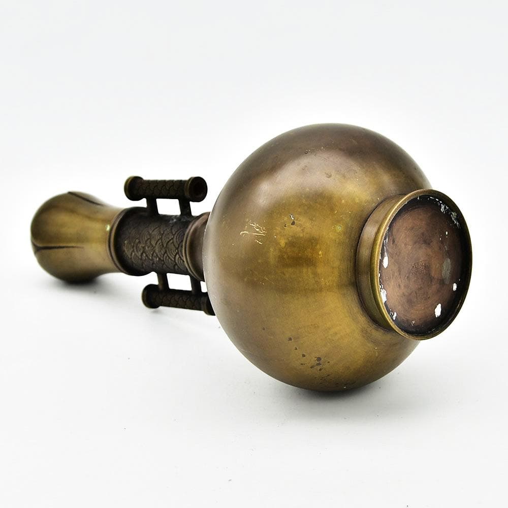 時代 兼著 底款 古銅 花瓶 青海波文様 双耳 高さ30㎝ 重量 約1140ｇ