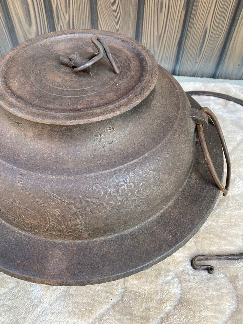 特大　茶釜　囲炉裏　鉄瓶　大型　南部鉄器　骨董