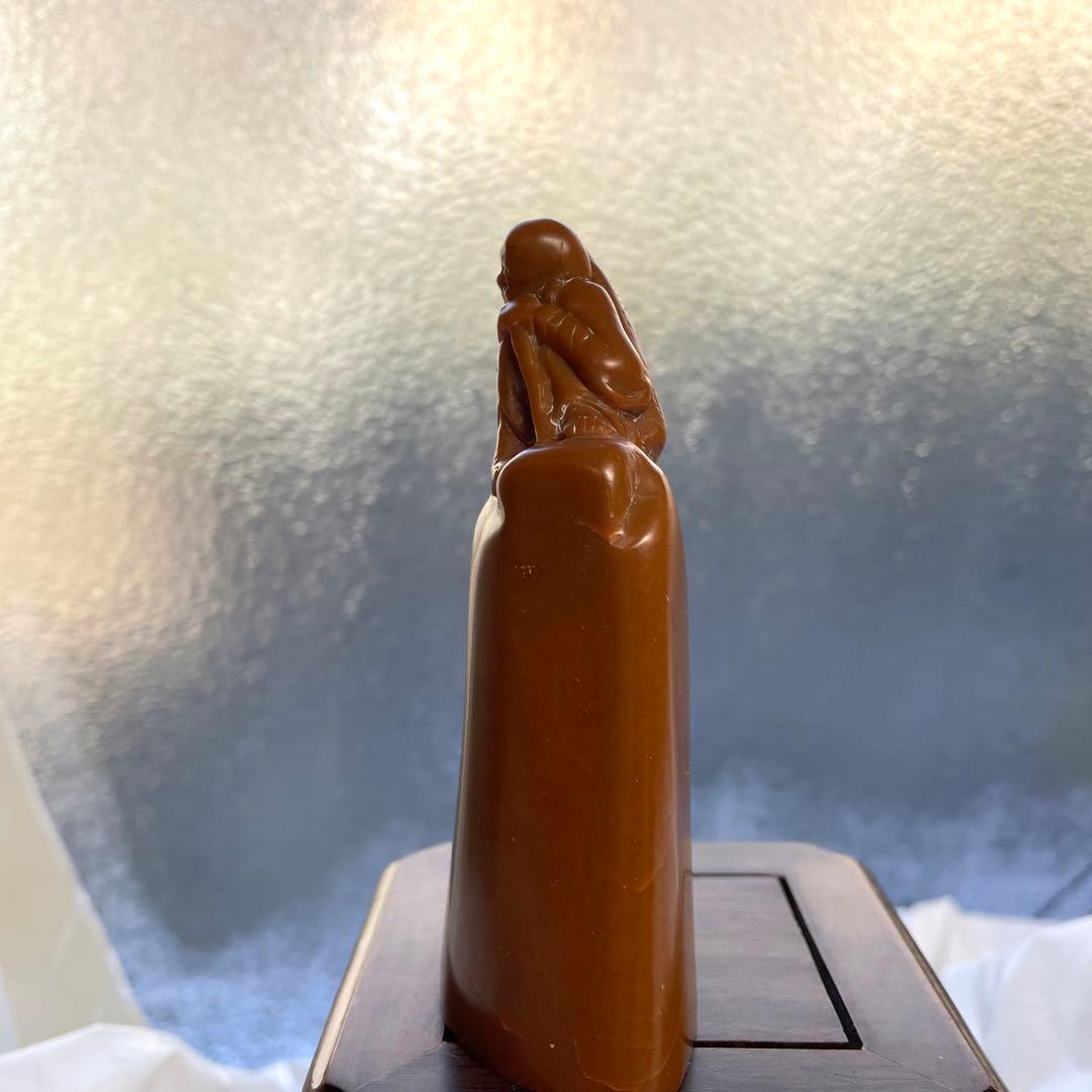 印材　石材　寿山石　文房四宝　中国　天然石　人物　黄石　老人　遊印　関防印　寿山