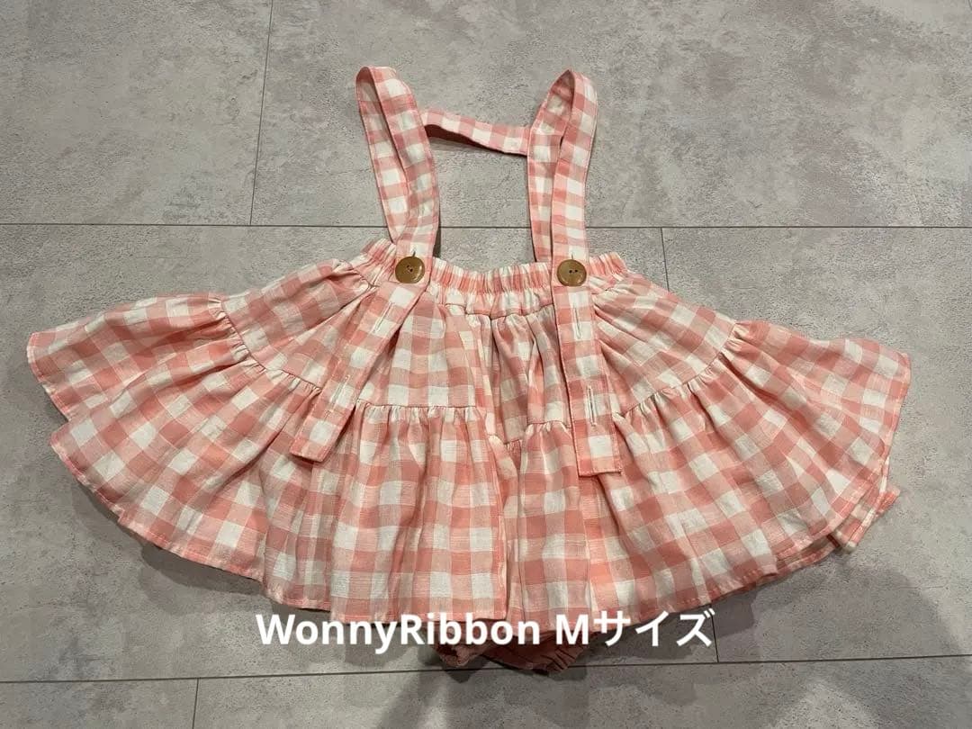 値下げ中WonnyRibbon Mサイズ　ピンクギンガムチェック柄